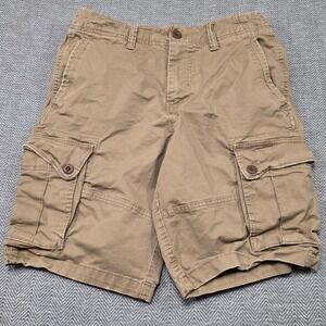 American Eagle Mens Flex Cargo Shorts Khaki Tan Cotton Twill Size 31 Utility